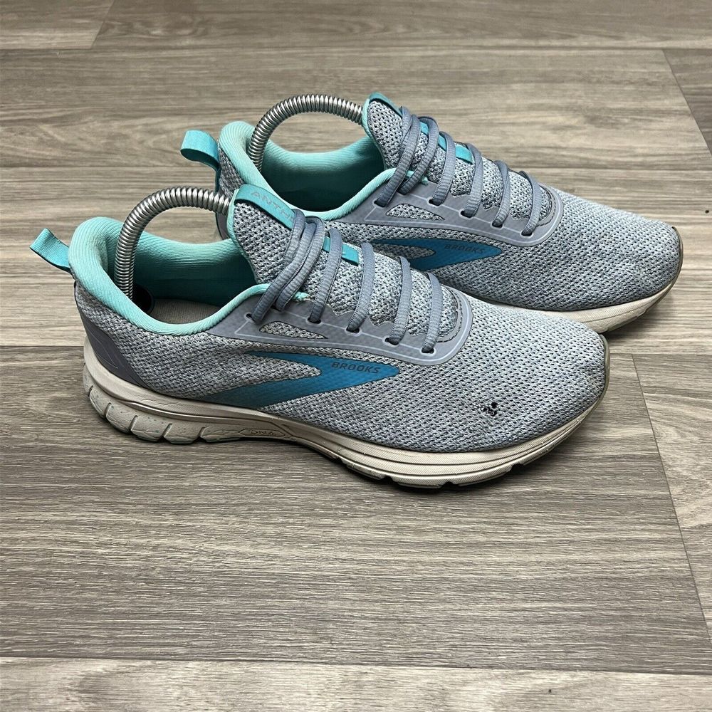 Brooks Womens 9 B Anthem 3 Running Shoes Gray Blue 1203231B017 Low Top Lace Up